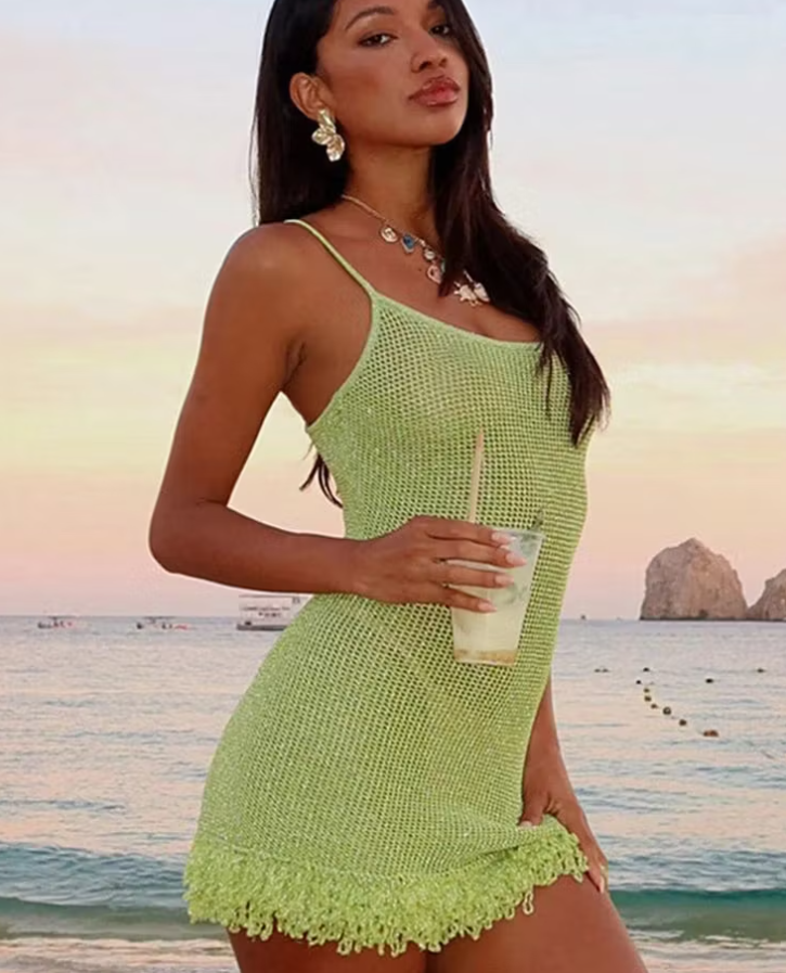 Candice Mesh Strick Bodycon Kleid