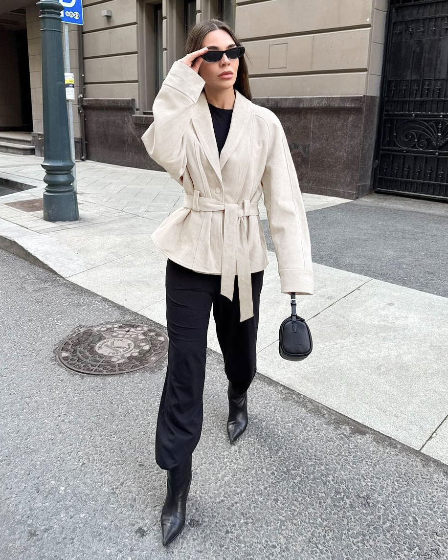 Annie Belted Suede Trench Coat