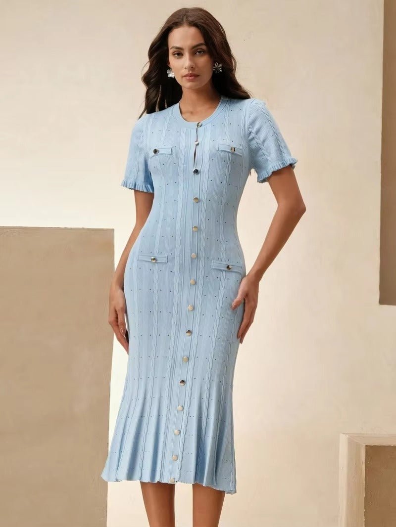 Margot Strick-Midikleid mit Knopfleiste vorn