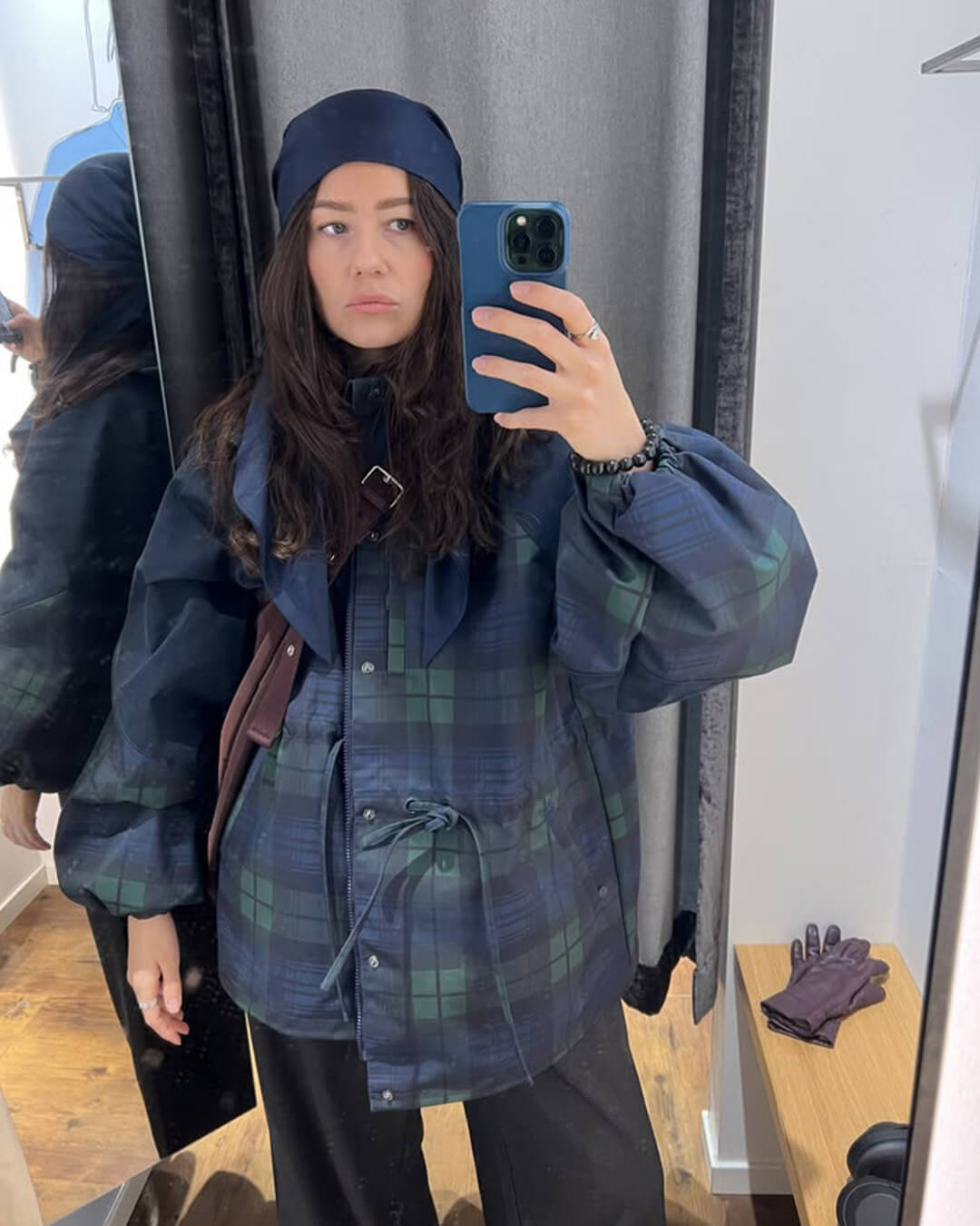 Linda Oversize Karierte Lace-Up Jacke