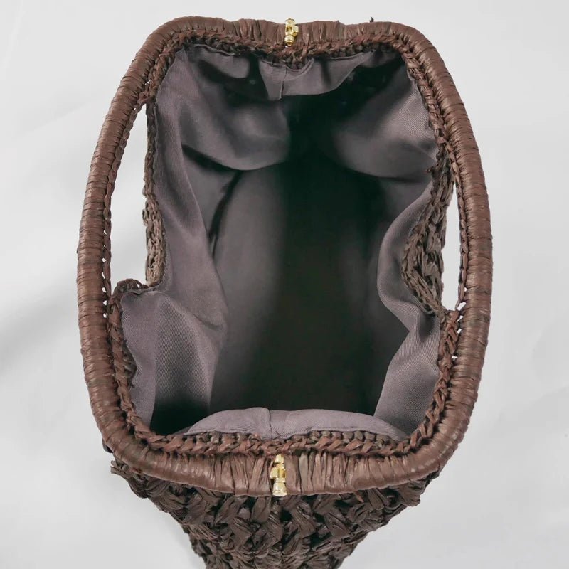 Sophia Geflochtene Stroh-Muschel-Clutch