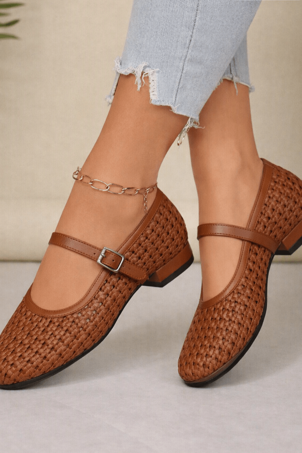 ZEYA - Ella Woven Mesh Mary Jane Flats