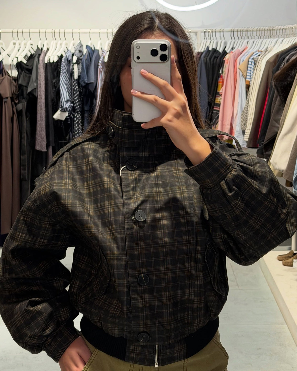 ZEYA - Amy Vintage Plaid Bomber Jacket