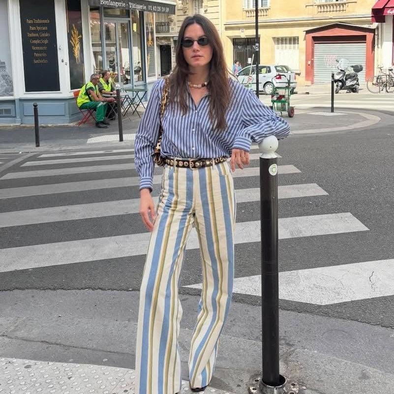 ZEYA - Angela Low-Rise Striped Trousers