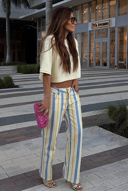 ZEYA - Angela Low-Rise Striped Trousers