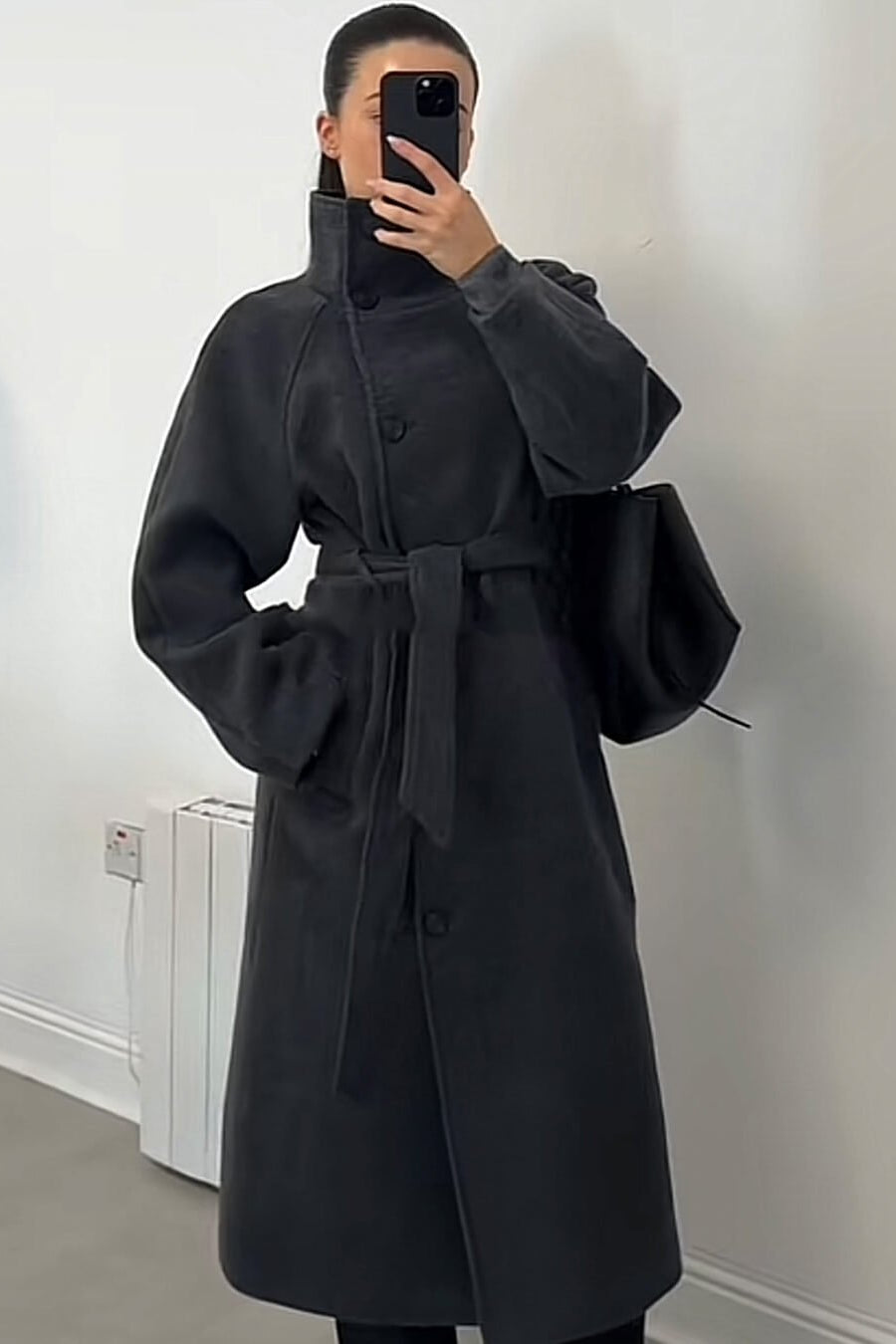 ZEYA - Arielle High Collar Long Belted Coat