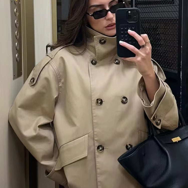 ZEYA - Audrey Beige Double Breasted Trench Coat