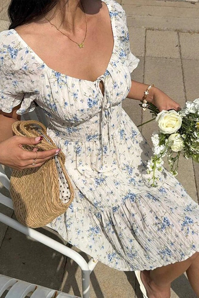 ZEYA - Bianca Floral Lace - Up Mini Dress