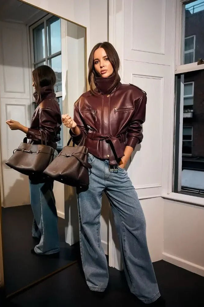 ZEYA - Brooklyn Belted Faux Leather Jacket
