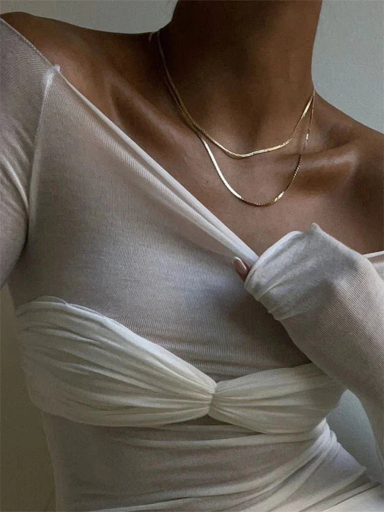 ZEYA - Camille Mesh Sheer Off-Shoulder Top