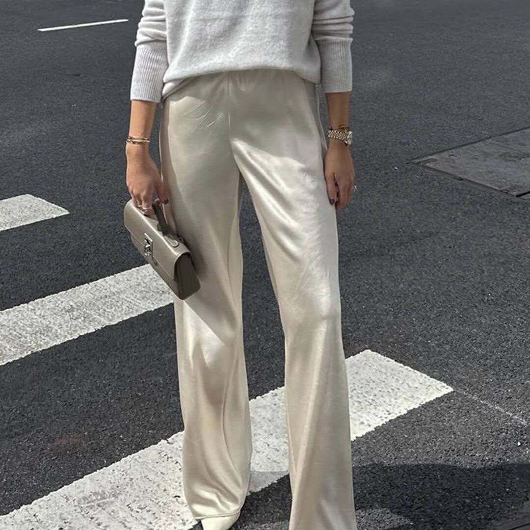 ZEYA - Carlene High Waist Satin Wide Leg Trousers