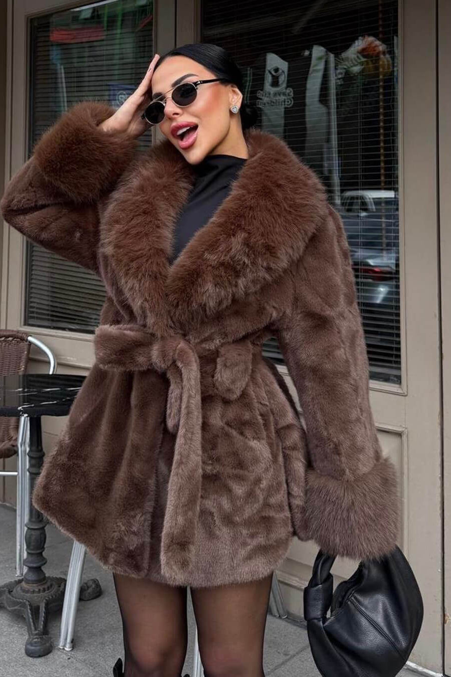ZEYA - Carmina Faux Fur Trim Coat