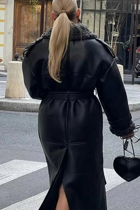 ZEYA - Chantelle Belted Faux Leather Maxi Coat