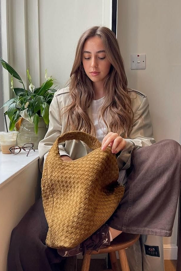 ZEYA - Clara Woven Faux Suede Tote Bag