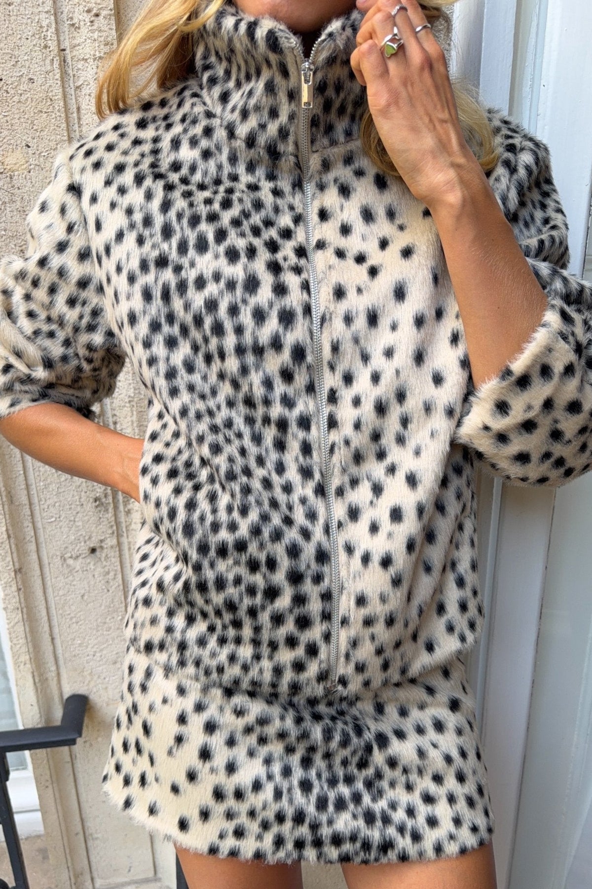 ZEYA - Claudia Leopard Faux Fur Jacket & Mini Skirt Set