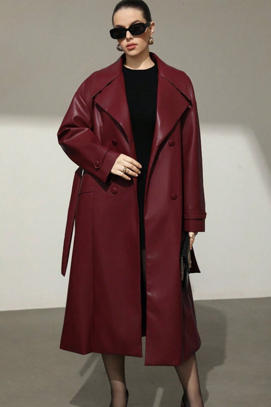 ZEYA - Connie Faux Leather Maxi Trench Coat