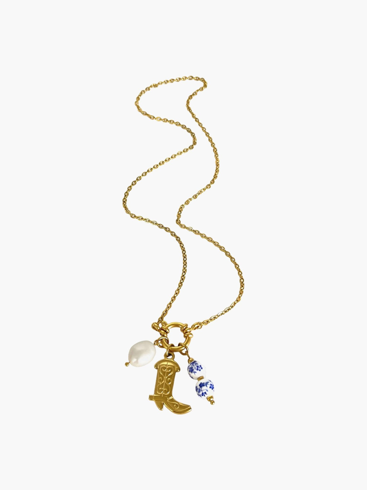 ZEYA - Cristy Pendant Necklace - 316L Stainless Steel Shoe Shape with Freshwater Pearl for Women