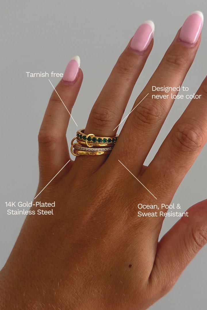 ZEYA - Dana Emerald Rhinestone Stacked Ring