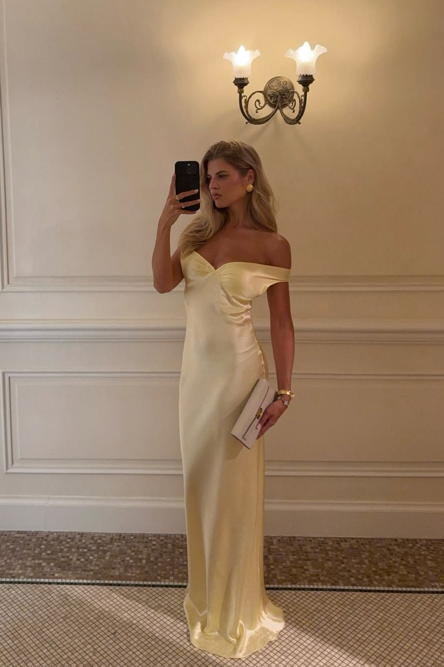 ZEYA - Dayanara Off - Shoulder Satin Maxi Dress