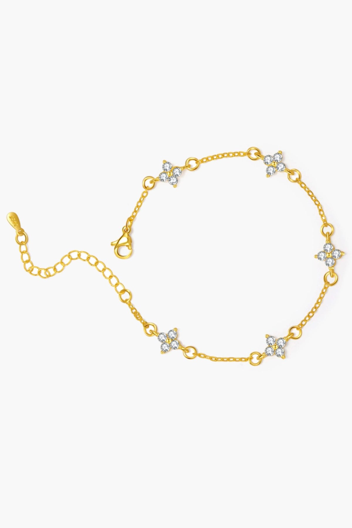 ZEYA - Dina Rhinestone Flower Chain Bracelet