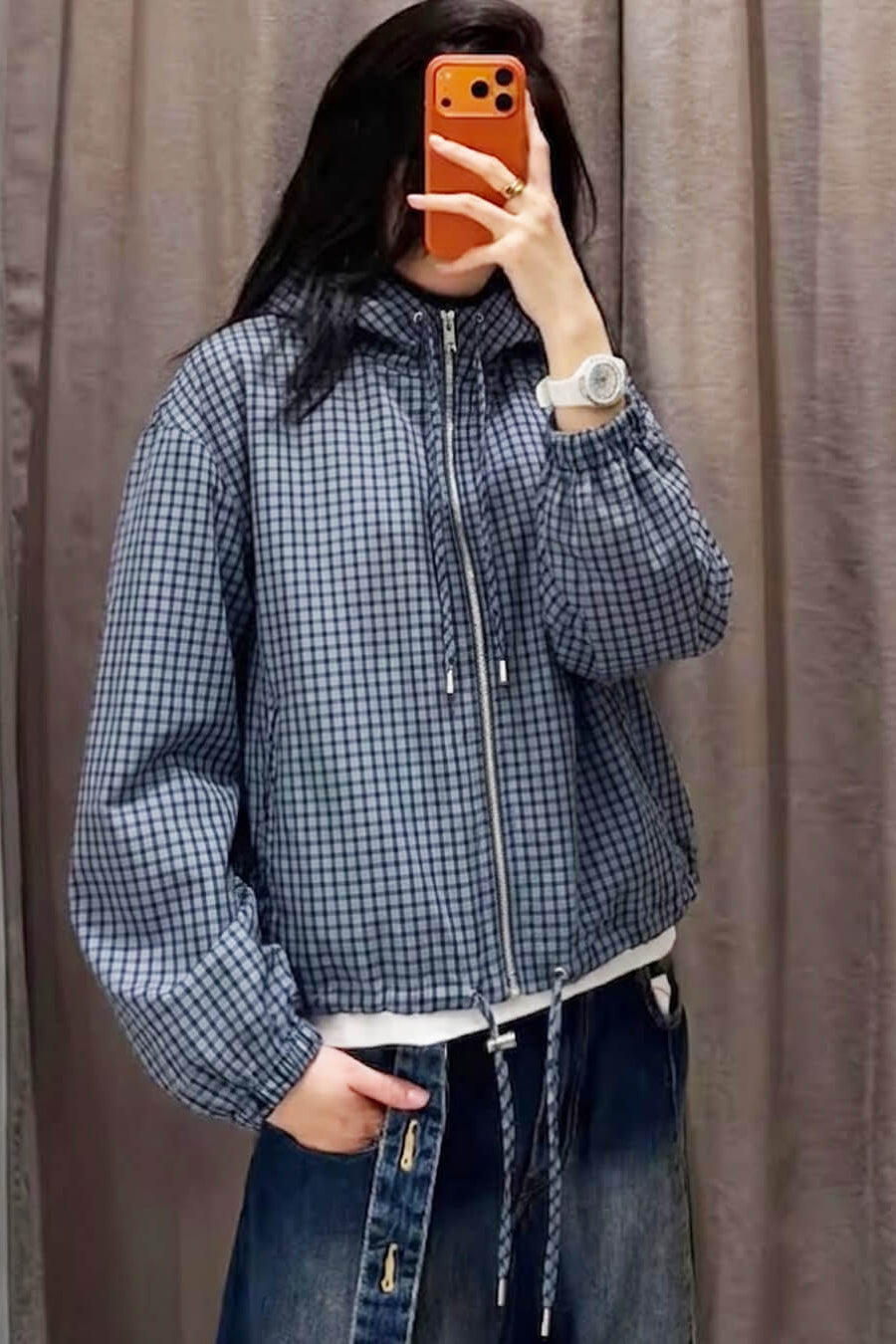 ZEYA - Ellie Plaid Cropped Hooded Jacket