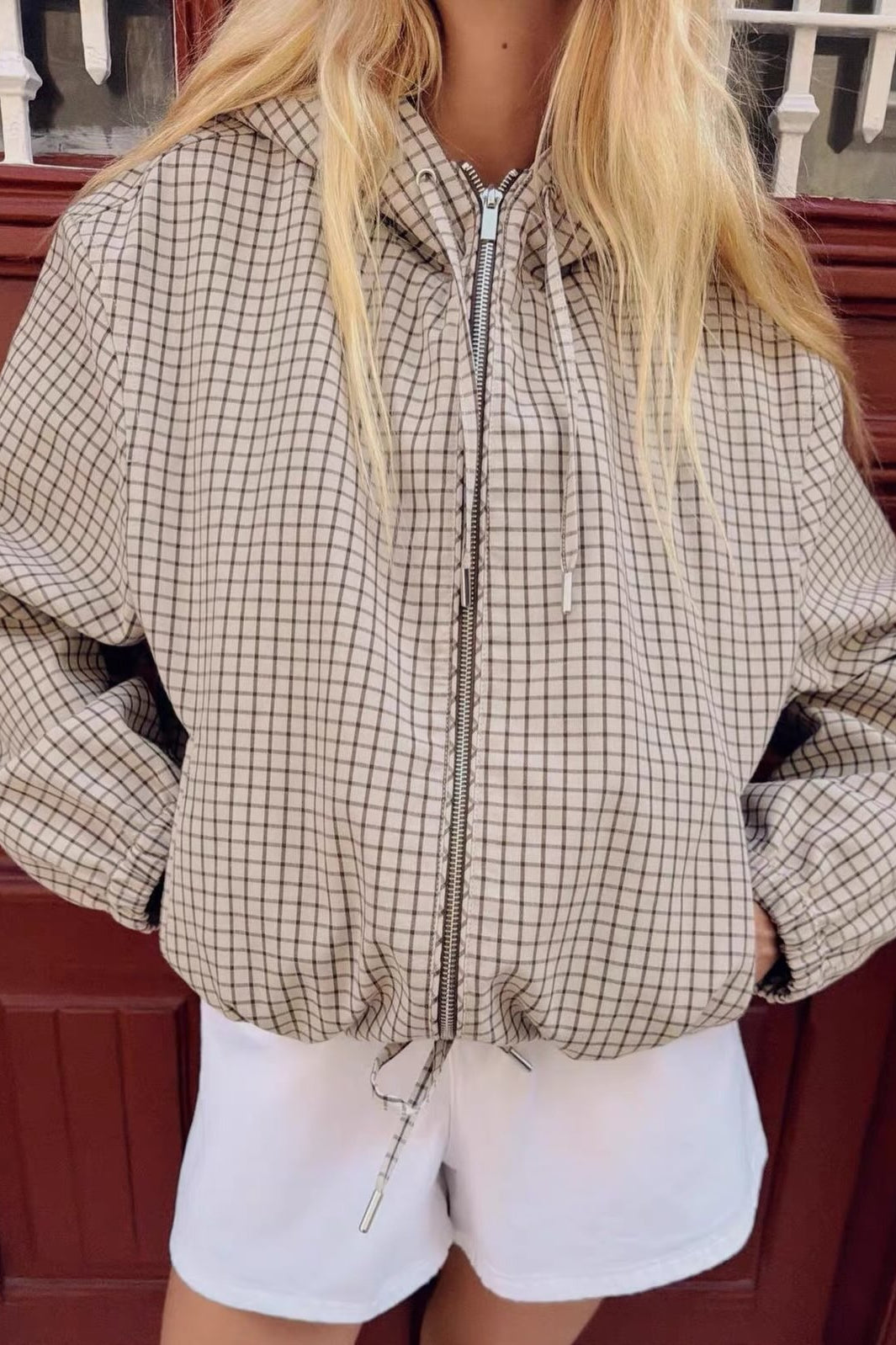 ZEYA - Ellie Plaid Cropped Hooded Jacket