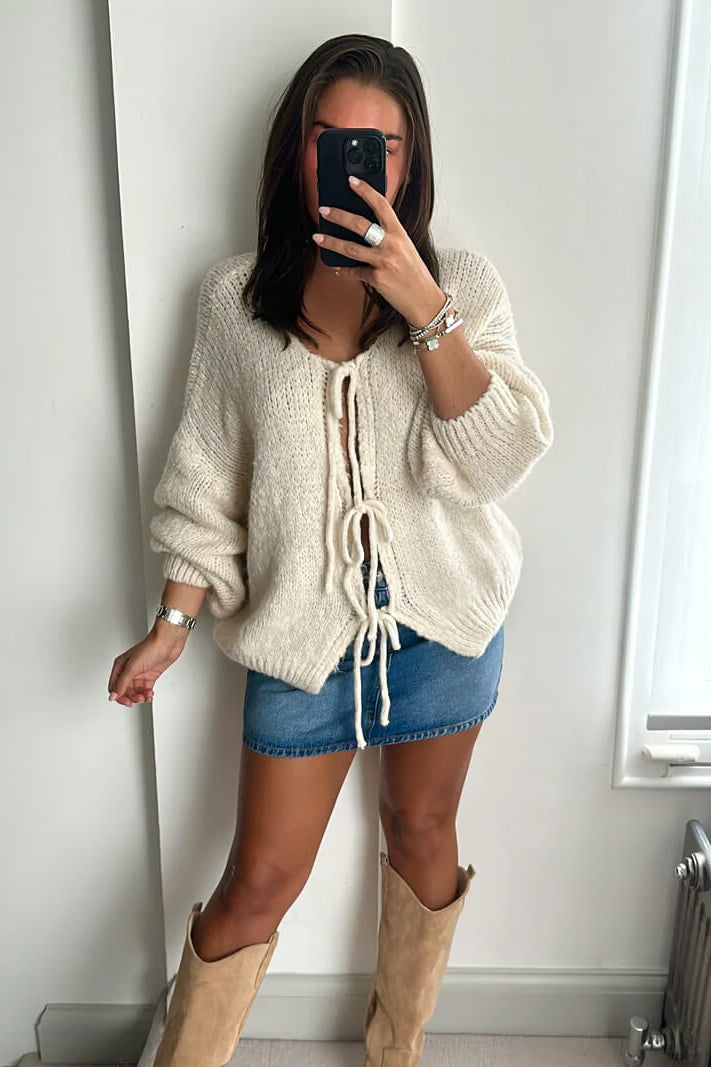 ZEYA - Emma Knit Cardigan with Bow Design