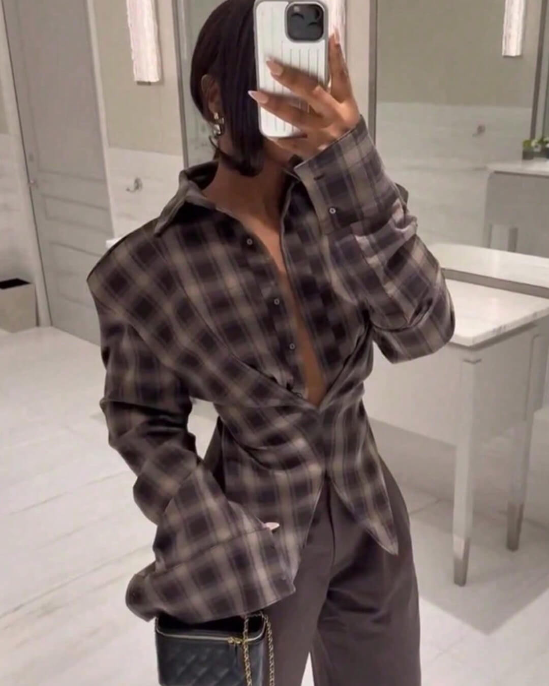 ZEYA - Gloria Plaid Cinched-Waist Polo