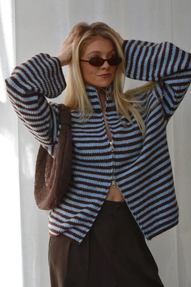 ZEYA - Hanna High Neck Zip-Up Cardigan