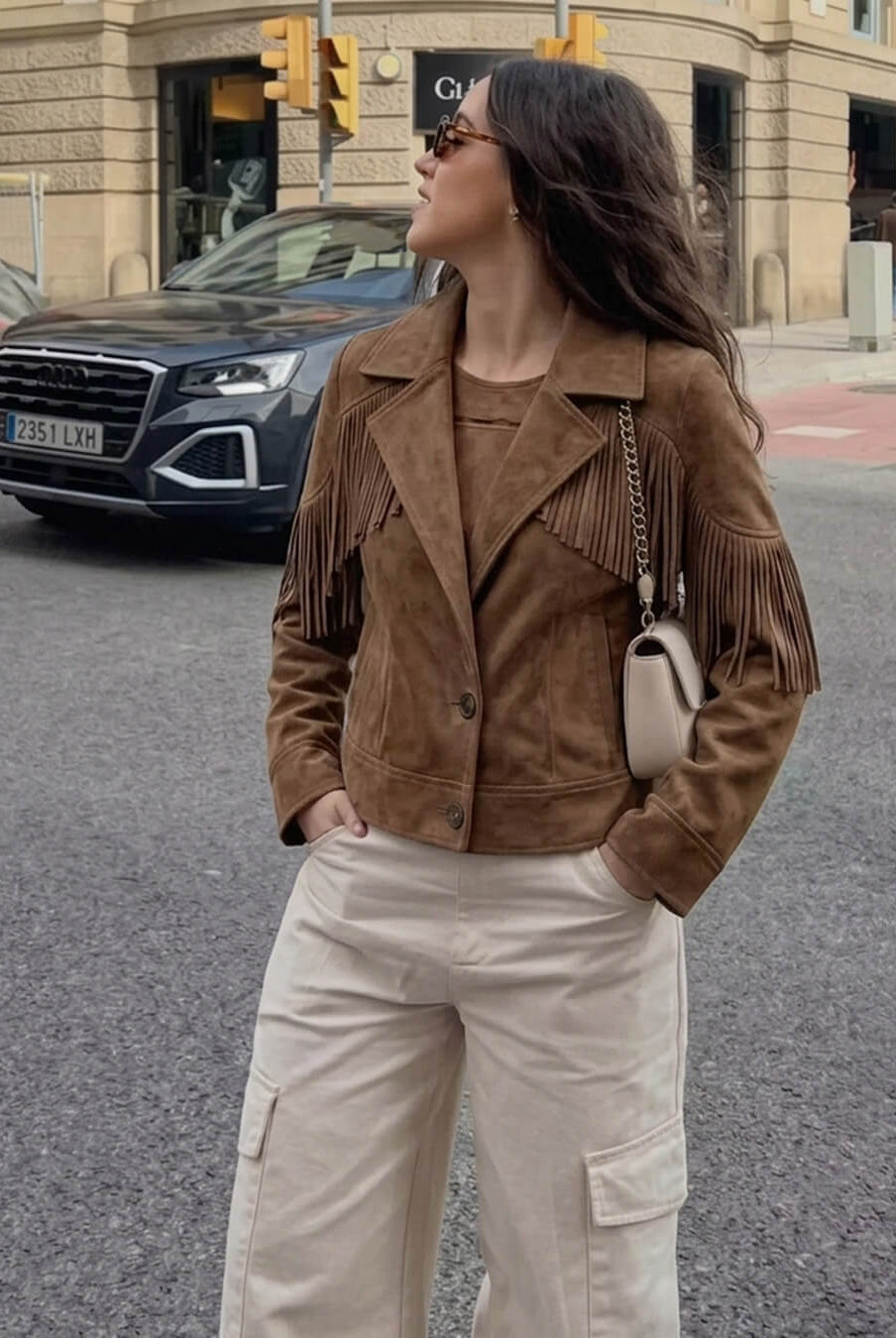 ZEYA - Helen Faux Suede Lapel Cropped Jacket