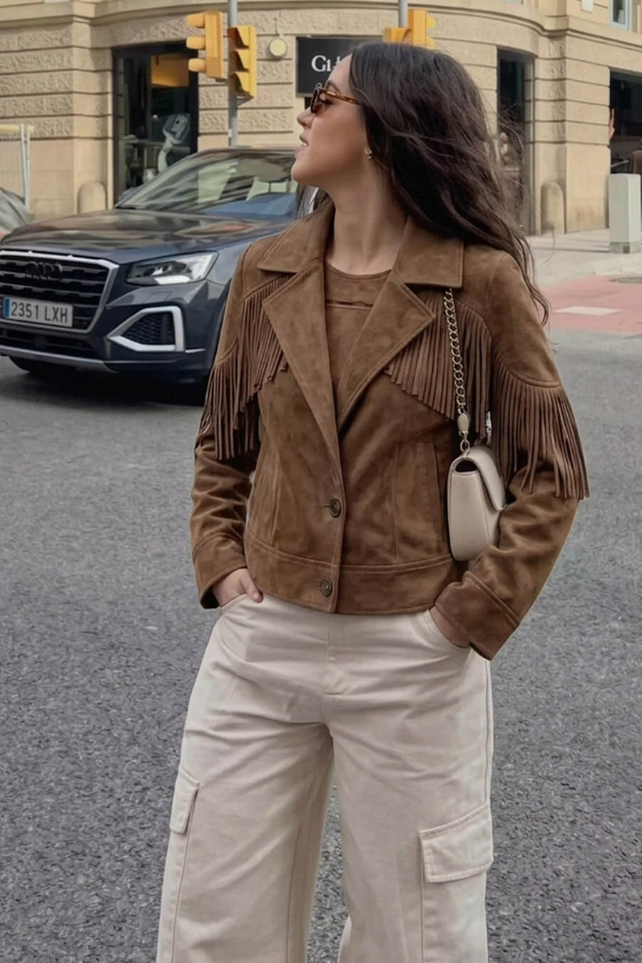 ZEYA - Helen Faux Suede Lapel Cropped Jacket