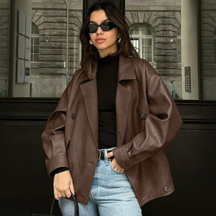 ZEYA - Helen Vintage Faux Leather Coat