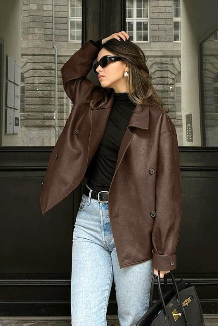 ZEYA - Helen Vintage Faux Leather Coat
