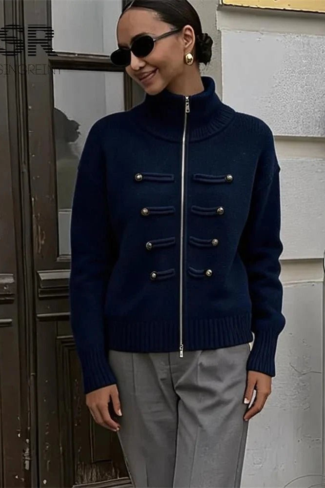 ZEYA - Helena Turtleneck Zip Knit Cardigan