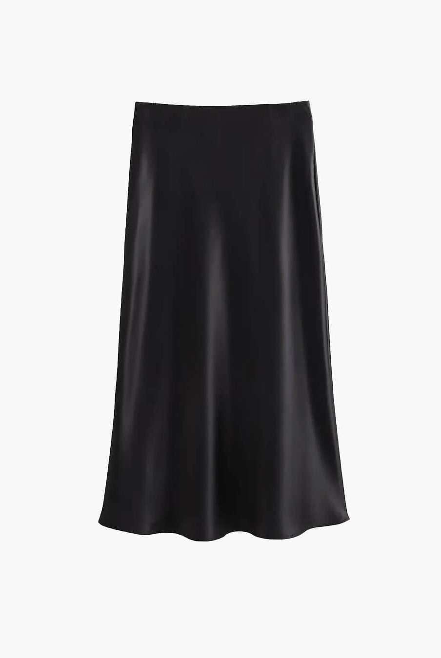 ZEYA - Hilde High Waist Black Satin Midi Skirt