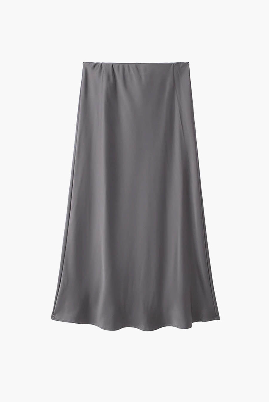 ZEYA - Hilde High Waist Black Satin Midi Skirt