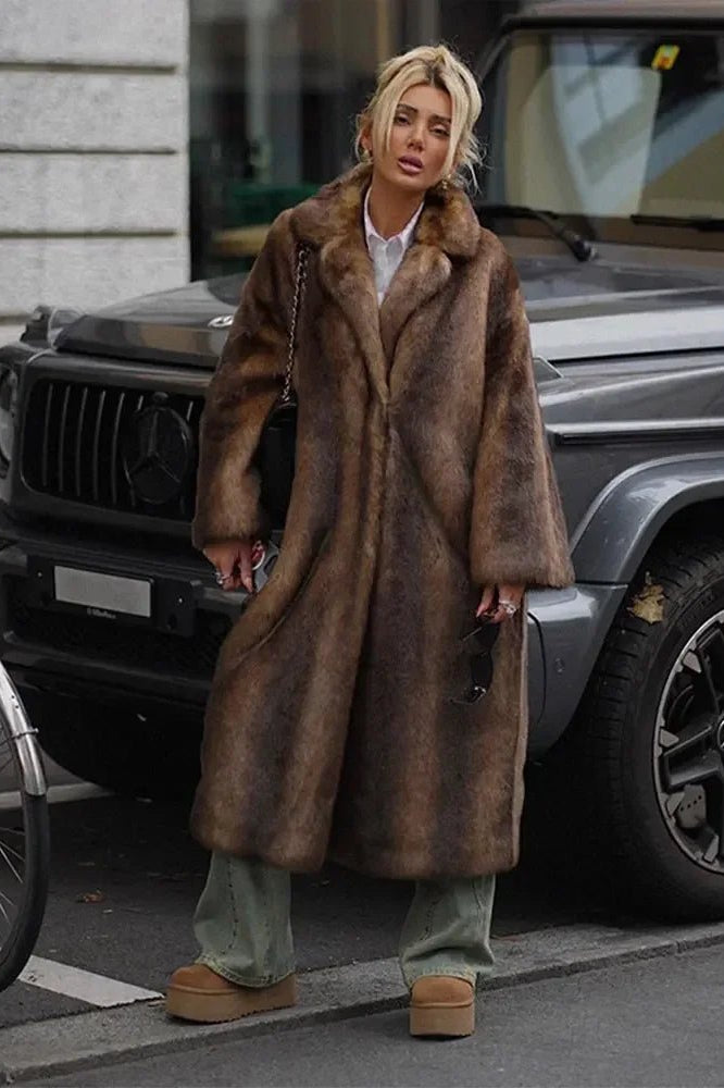 ZEYA - Jasmine Faux Fur Long Overcoat