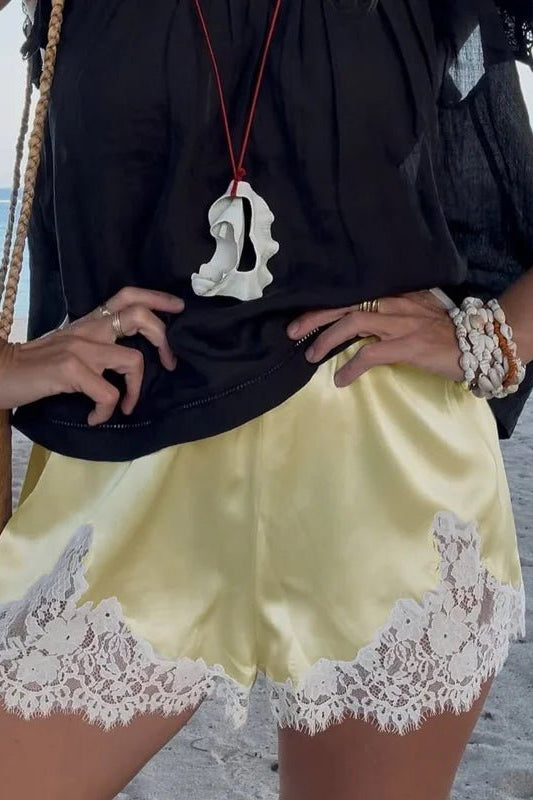 ZEYA - Jenna Satin Lace Shorts