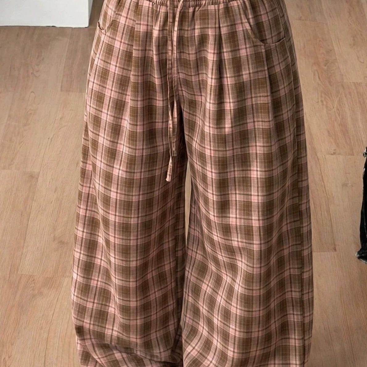 ZEYA - Jessica Plaid Wide Leg Drawstring Pants
