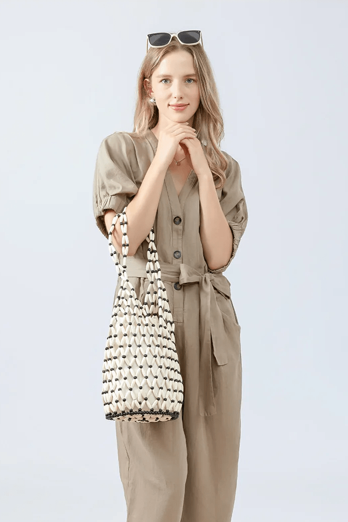 ZEYA - Jessica Woven Beaded Tote Bag