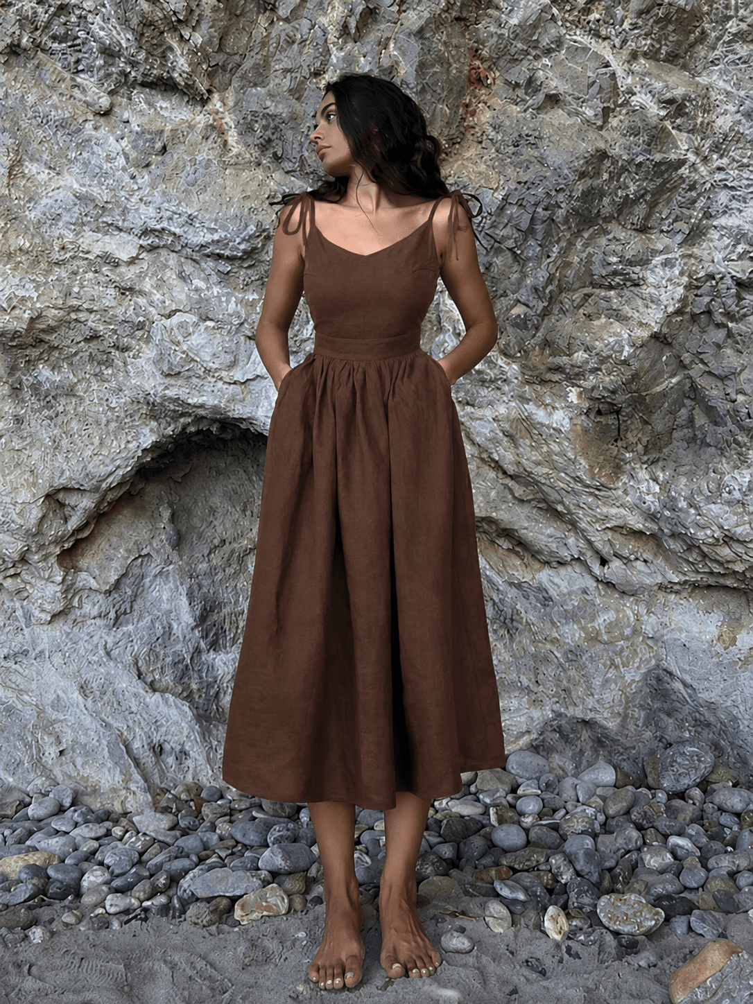 ZEYA - Joanna Backless Tie-Strap Midi Dress