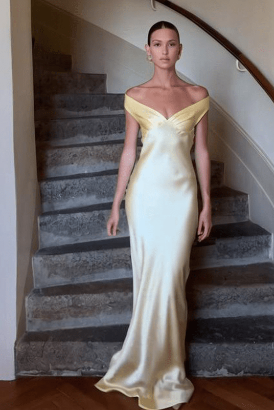 ZEYA - Katelyn Satin Off the Shoulder Maxi Dress