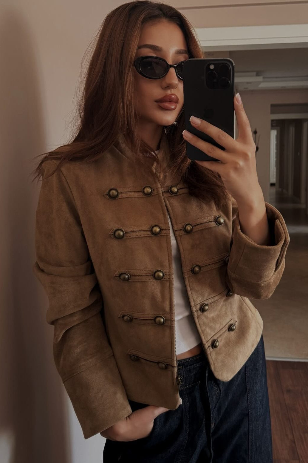 ZEYA - Kelly Faux Suede Napoleon Slim Jacket