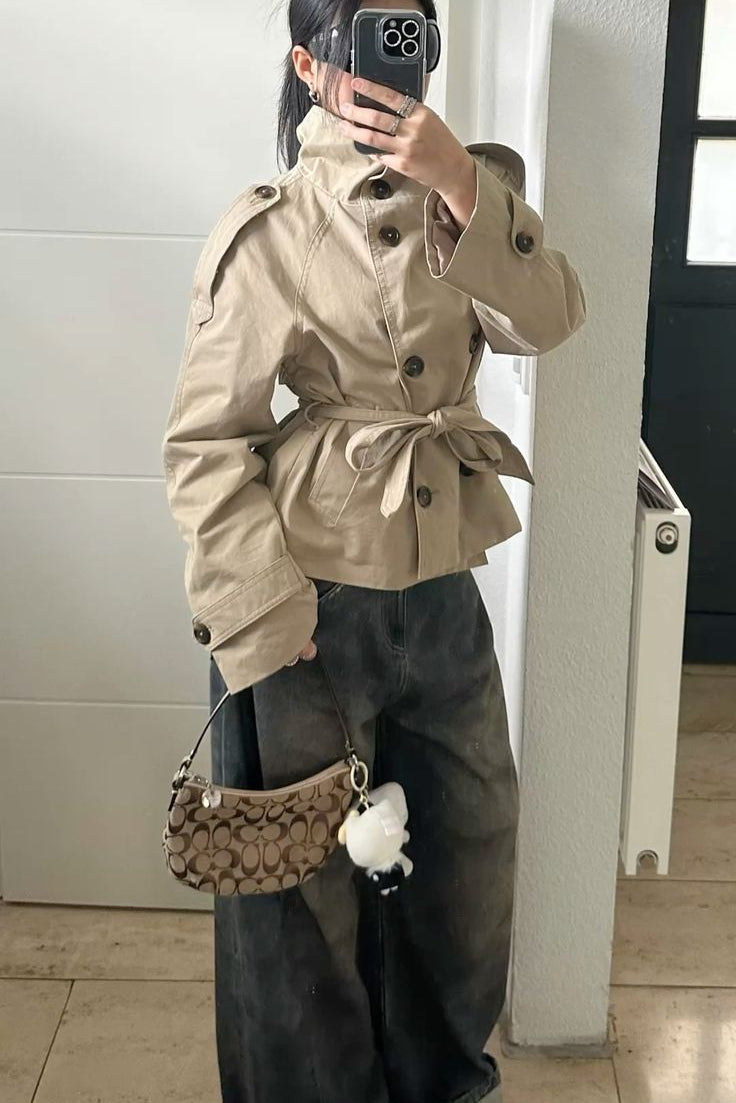 ZEYA - Kiarra Stand Collar Crop Trenchcoat