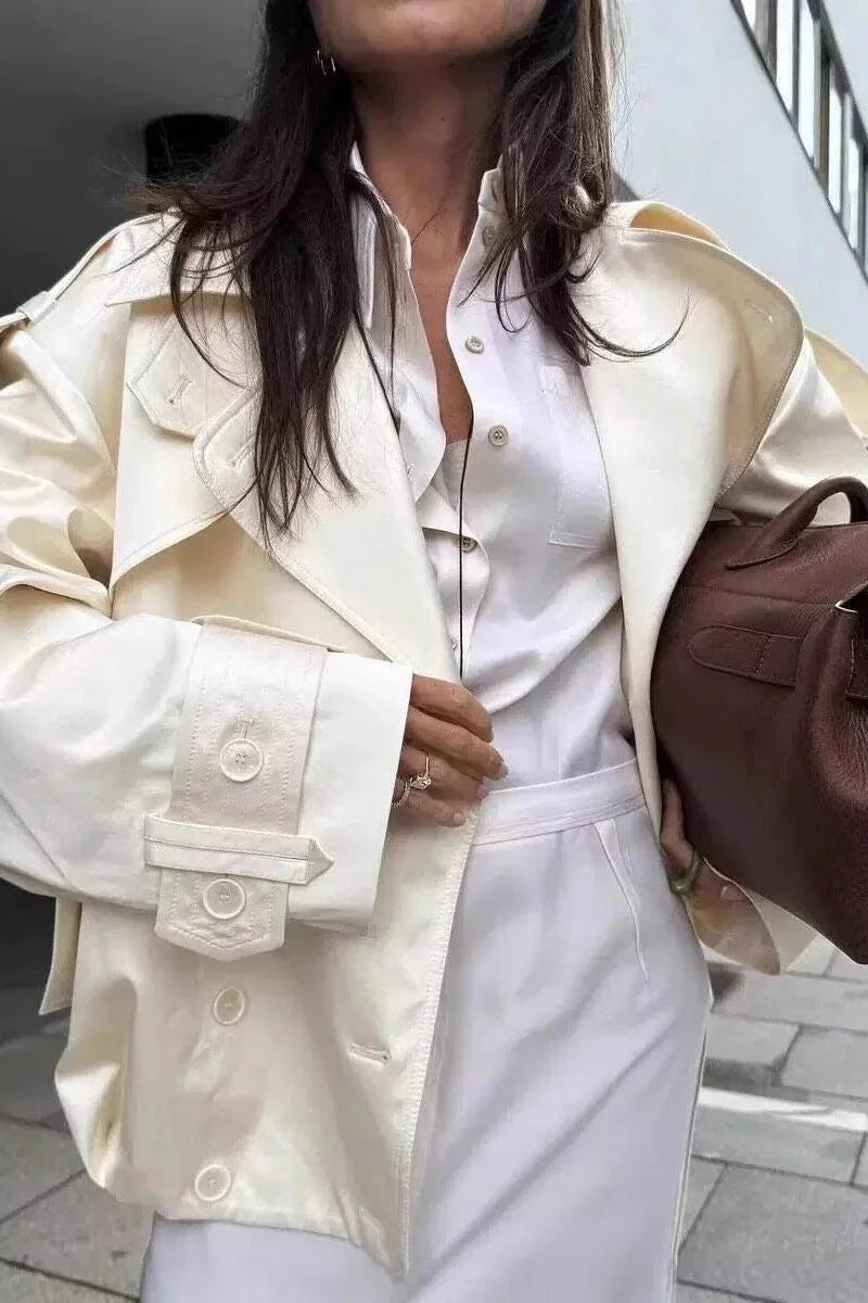 ZEYA - Linda Retro Double-Button Windbreaker Jacket