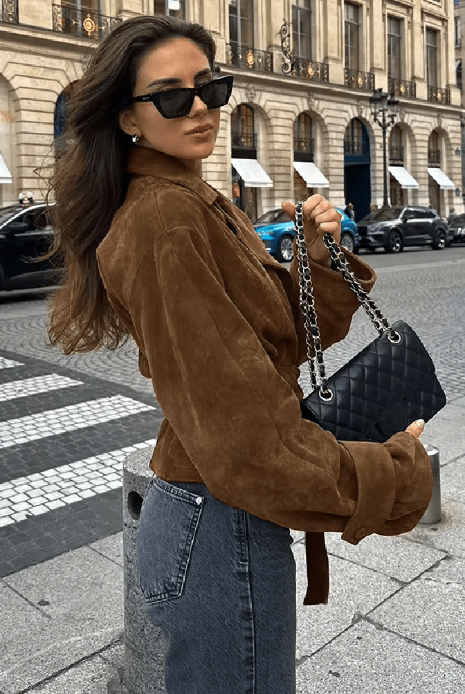 ZEYA - Lisa Faux Suede Belted Wrap Jacket