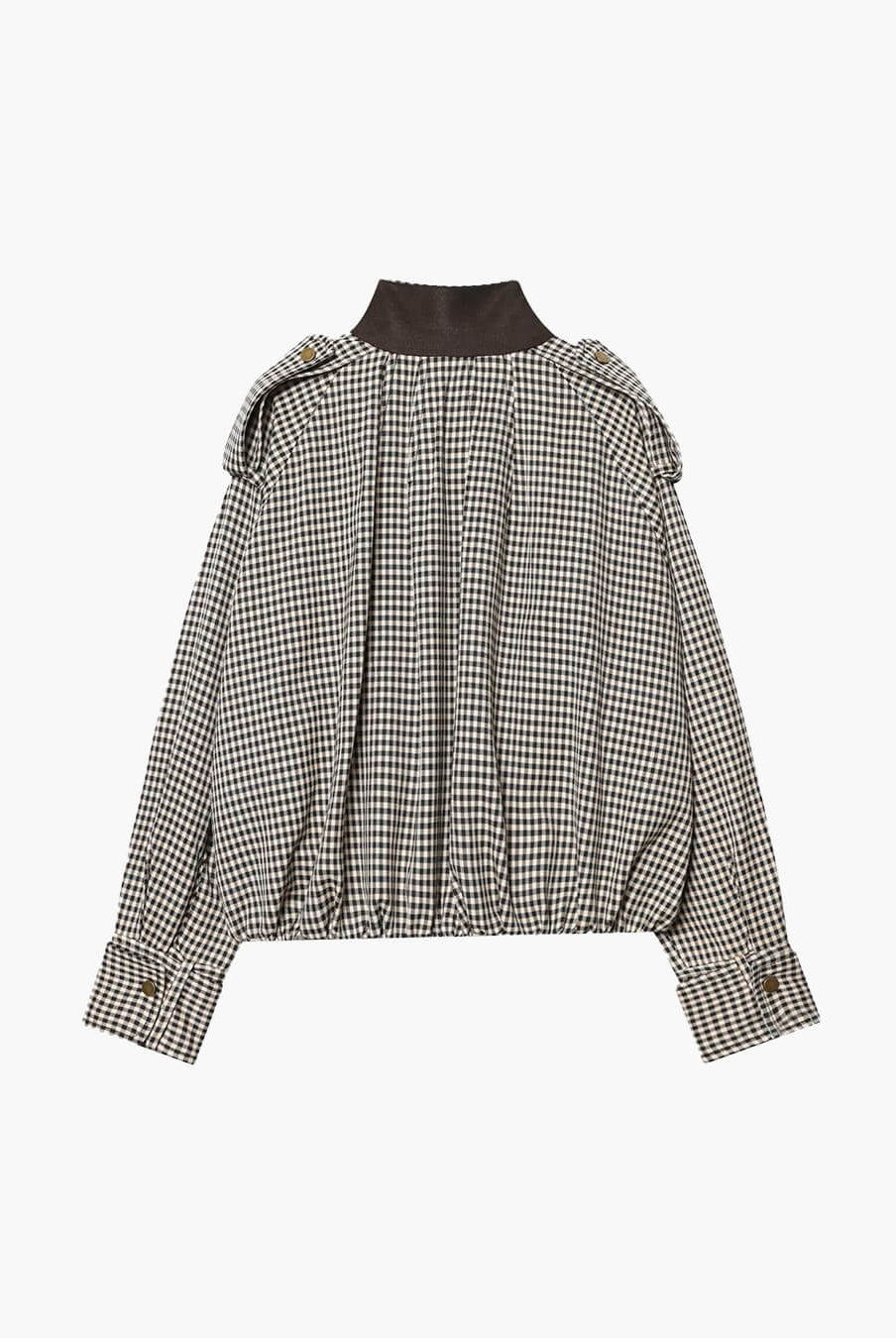 ZEYA - Lisa High Neck Checked Bomber Jacket