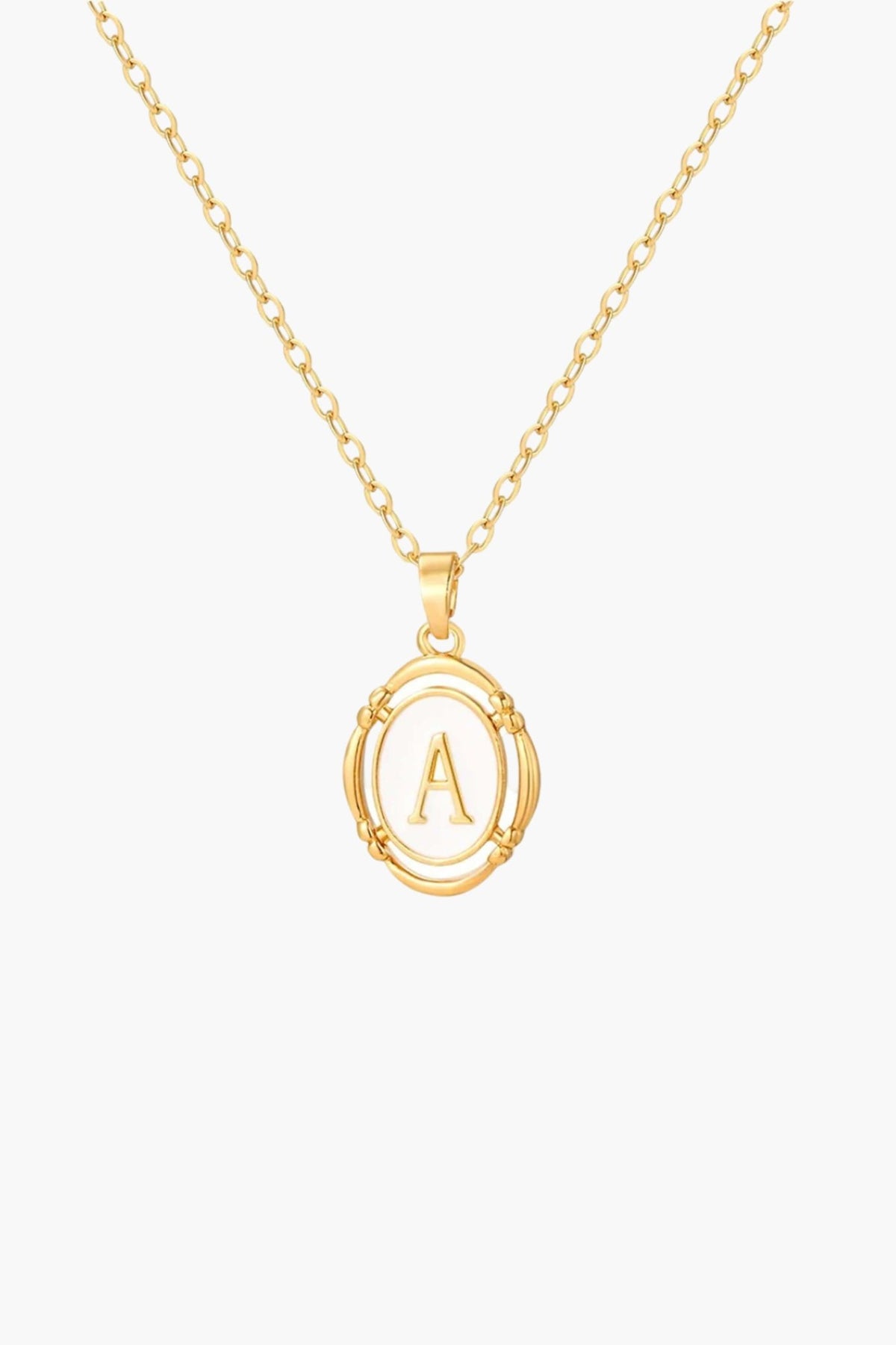 ZEYA - Liza Initial Necklace - Personalized Stainless Steel Round Pendant Choker for Women