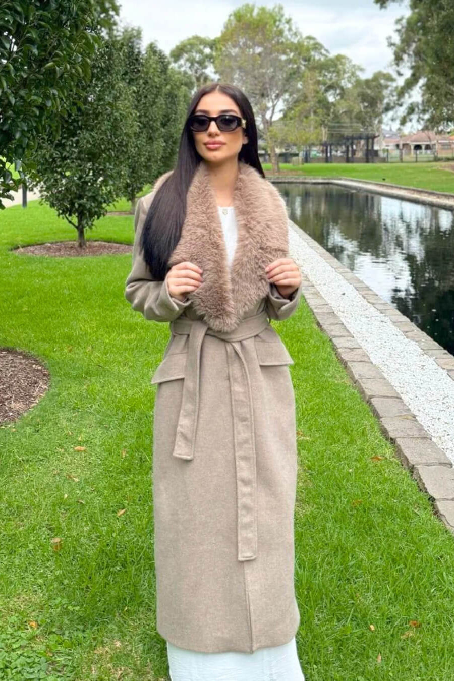 ZEYA - Lola Faux Fur Collar Maxi Coat