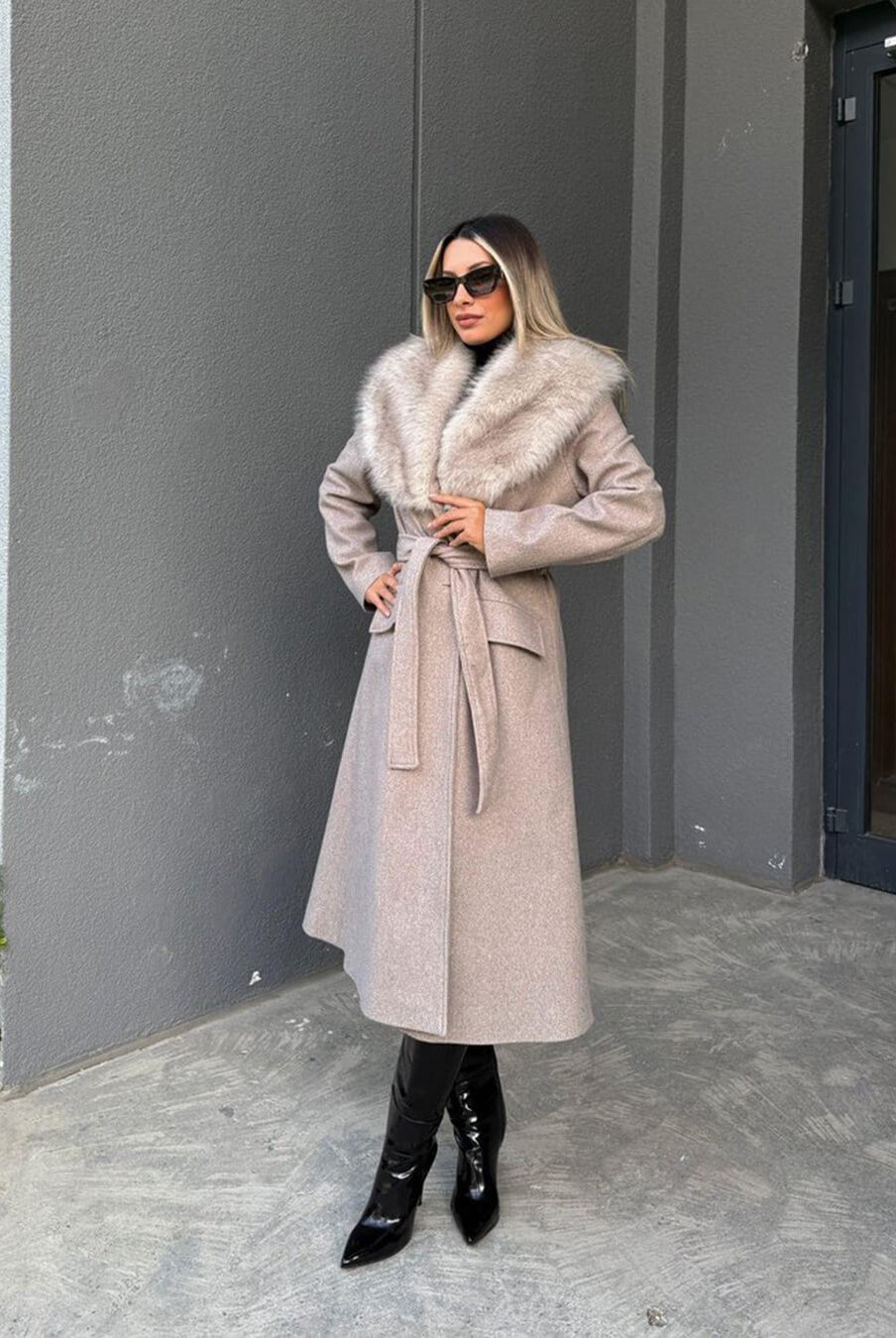ZEYA - Lola Faux Fur Collar Maxi Coat
